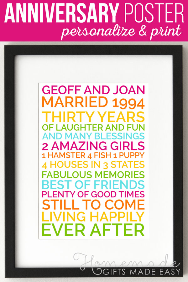 Create a personalized wedding anniversary poster gift