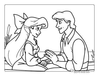 Ariel Coloring Pages Ariel and Prince Eric Boat Ride Holding Hands Drawing for Kids