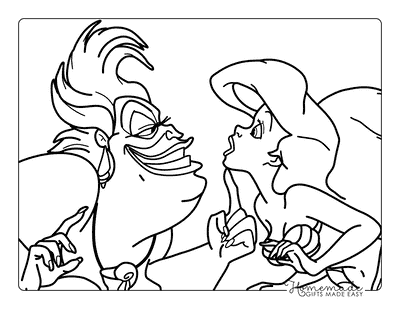 Ariel Coloring Pages Ariel and Ursula Drawing Outline to Color