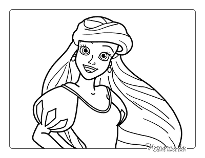 Ariel Coloring Pages Ariel Posing in Pink Dress Easy Outline for Kids