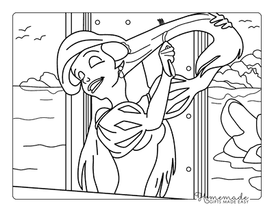 Ariel Coloring Pages Easy Ariel Brushing Hair With Fork Drawing for Kids
