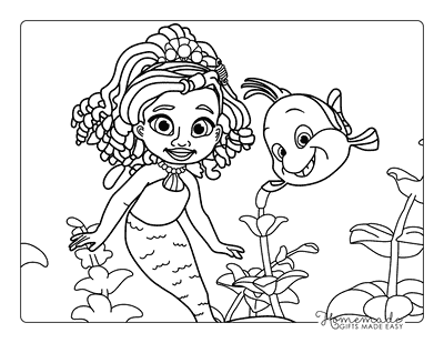 Ariel Coloring Pages Easy Baby Black Ariel and Flounder for Kids