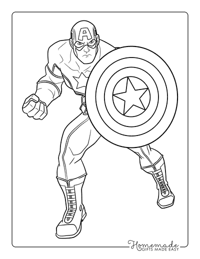 Avengers Coloring Pages Captain America Easy Drawing Superhero Coloring Page