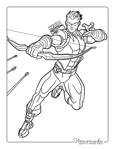 Avengers Coloring Pages Easy Hawkeye Comic Drawing Super Hero Coloring Page