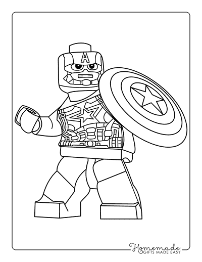Avengers Coloring Pages Easy Lego Captain America Coloring Page