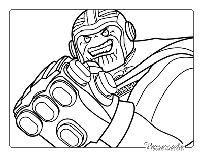 Avengers Coloring Pages Easy Lego Infinity Gauntlet Thanos Coloring Page
