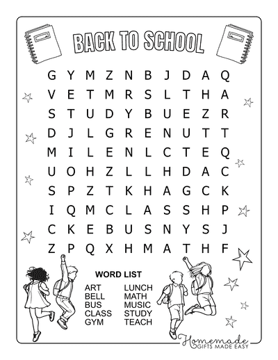 Back to School Word Search