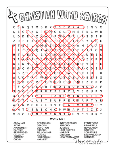 Bible Word Search Christian Words Hard Answers