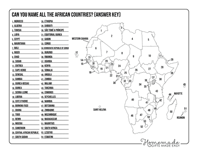 Blank Africa Map Country Names Worksheet Answer Key