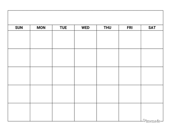 Blank Calendar Simple 5 Rows