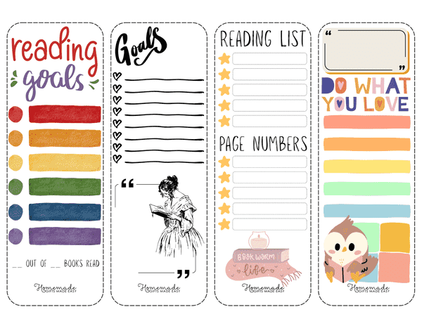 Bookmark Templates Reading Goal Tracking