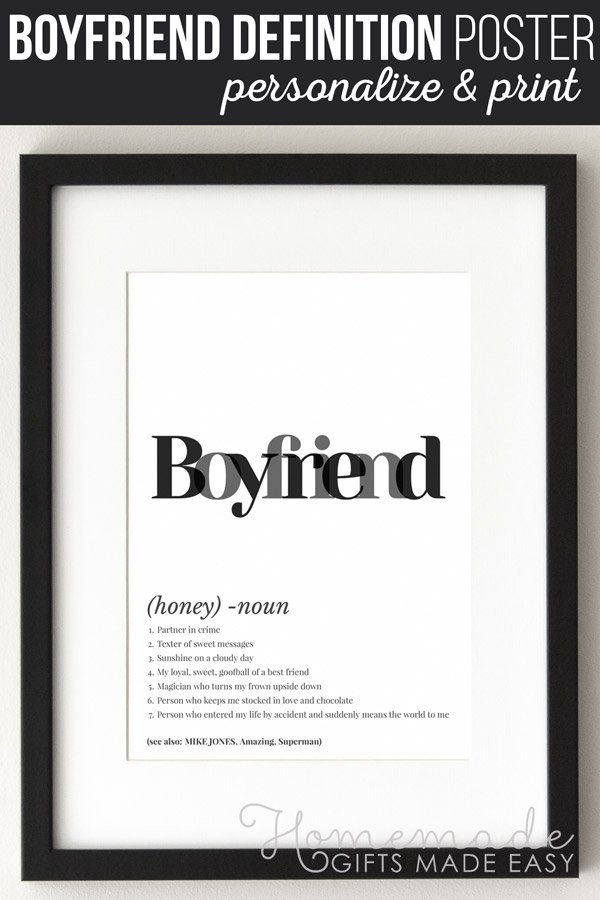 Make a boyfriend definition art poster using this easy online poster generator