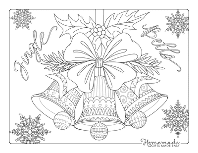 Christmas Coloring Pages Decorative Bells Snowflakes