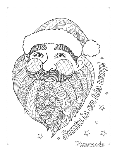 Santa Coloring Pages Santa Detailed Face for Adults to Color