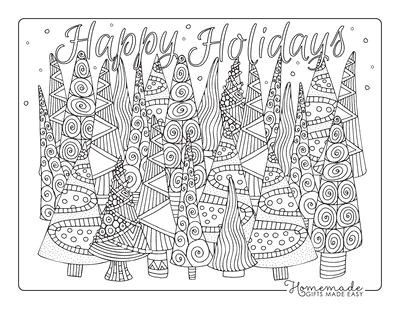 Christmas Coloring Pages for Adults Christmas Trees Doodle