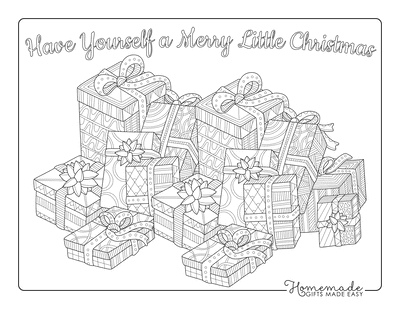 Christmas Coloring Pages for Adults Pile of Presents Gifts