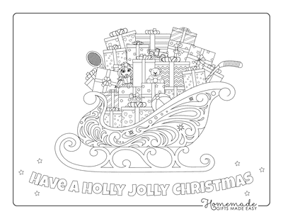 Christmas Coloring Pages for Adults Sleigh Laden With Toys