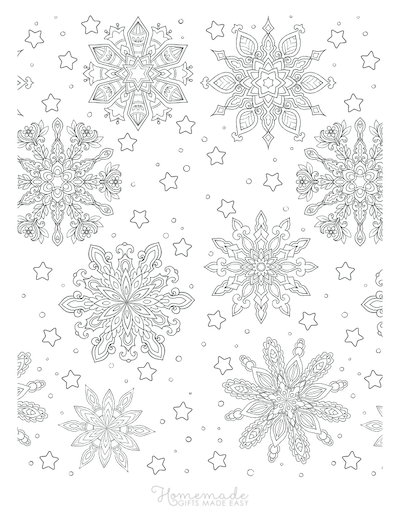 Christmas Coloring Pages for Adults Snowflakes Background