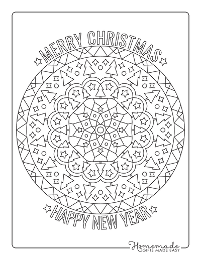 Christmas Tree Coloring Page Mandala Tree Star Geometric