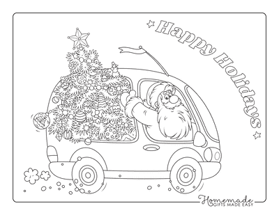 Christmas Tree Coloring Page Santa Tree Van