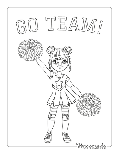 Coloring Pages for Girls Cheerleader Go Team