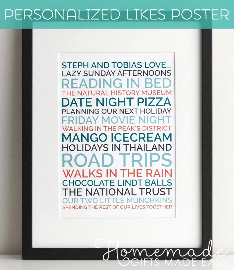 personalised boyfriend gift remember when couples poster