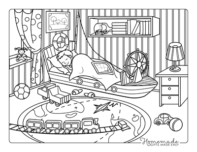 Cozy Coloring Pages Relaxing Boys Bedroom Cozy Aesthetic