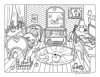 Cozy Coloring Pages Relaxing Girls Bedroom Cozy Aesthetic