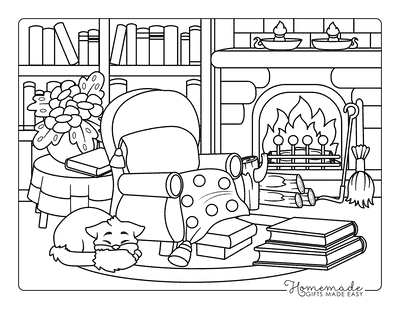 Cozy Coloring Pages Simple Relaxing Cozy Living Room for Adults
