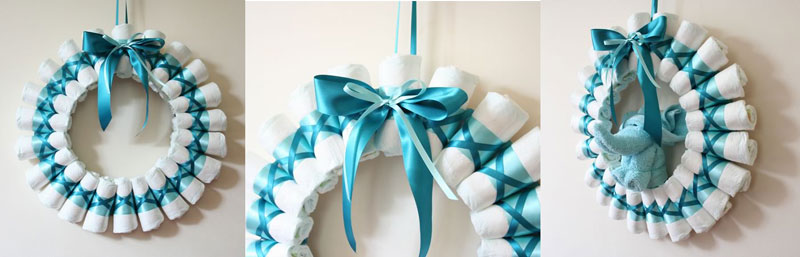 rolled diaper wreath instructions header image