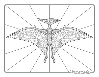 Dinosaur Coloring Pages Pterodactyl Doodle for Adults