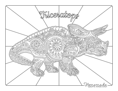 Dinosaur Coloring Pages Triceratops Doodle for Adults