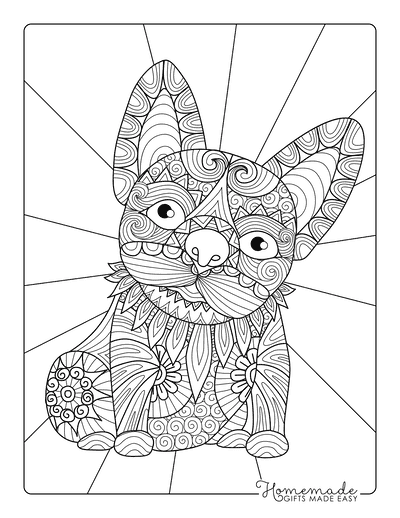 Dog Coloring Pages French Bulldog Zentangle for Adults