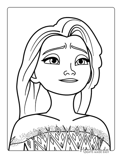 Elsa Coloring Pages Easy Frozen 2 Elsa Hair Down in Dress