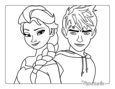 Elsa Coloring Pages Easy Jack Frost and Elsa Drawing Outline to Color