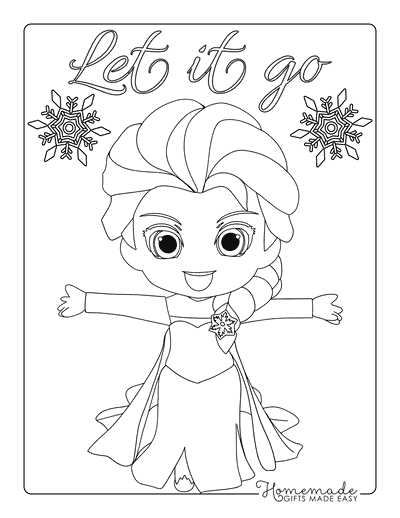 Elsa Coloring Pages Easy Kawaii Elsa Let It Go