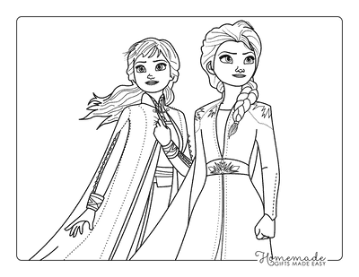 Elsa Coloring Pages Elsa and Anna Standing Together