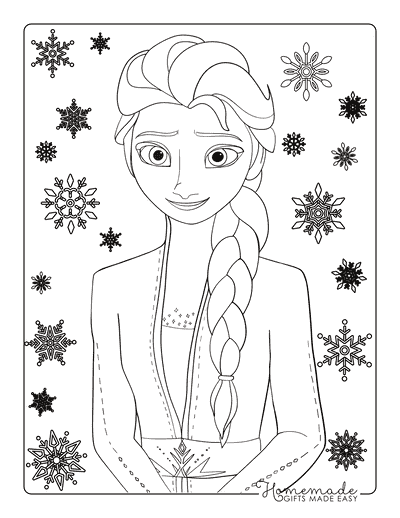 Elsa Coloring Pages Simple Frozen Snowflakes
