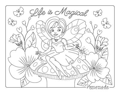 Fairy Coloring Pages Garden Fairy Toadstool Flowers Life Is Magical