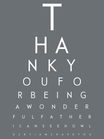 fathers day eye chart - thank you for being a wonderful father I can see how lucky I am 2 have you