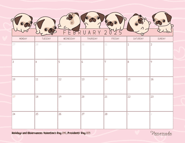 February 2025 Calendar Printable with Holidays