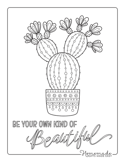 Flower Coloring Pages Flowering Cactus