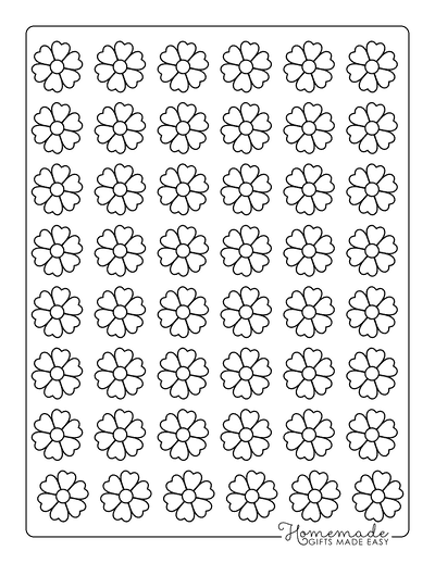 Flower Template Heart Shape Petals 1 Inch
