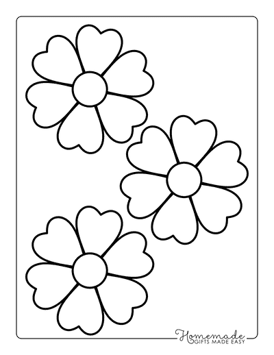 Flower Template Heart Shape Petals 4 Inch