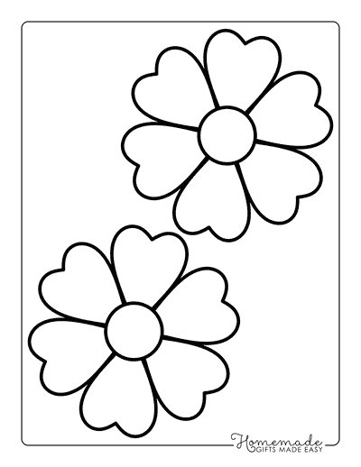 Flower Template Heart Shape Petals 5 Inch