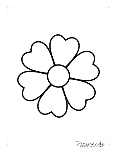 Flower Template Heart Shape Petals 6 Inch