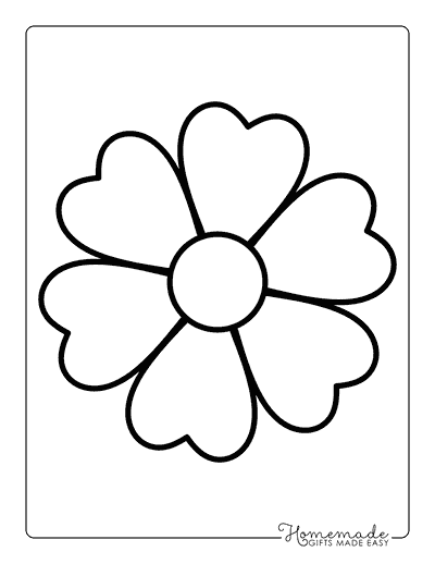 Flower Template Heart Shape Petals 7 Inch