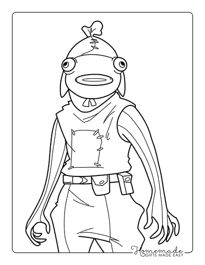 Fortnite Coloring Pages Easy Cool Fishstick Outline