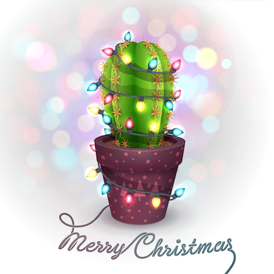 Free Printable Christmas Cards Cactus Tree Lights