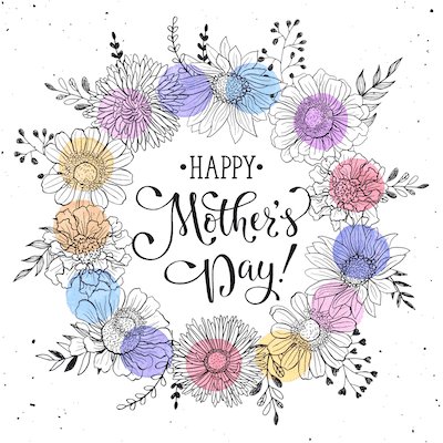 Free Printable Mothers Day Cards Happy Flower Wreath Color Circles